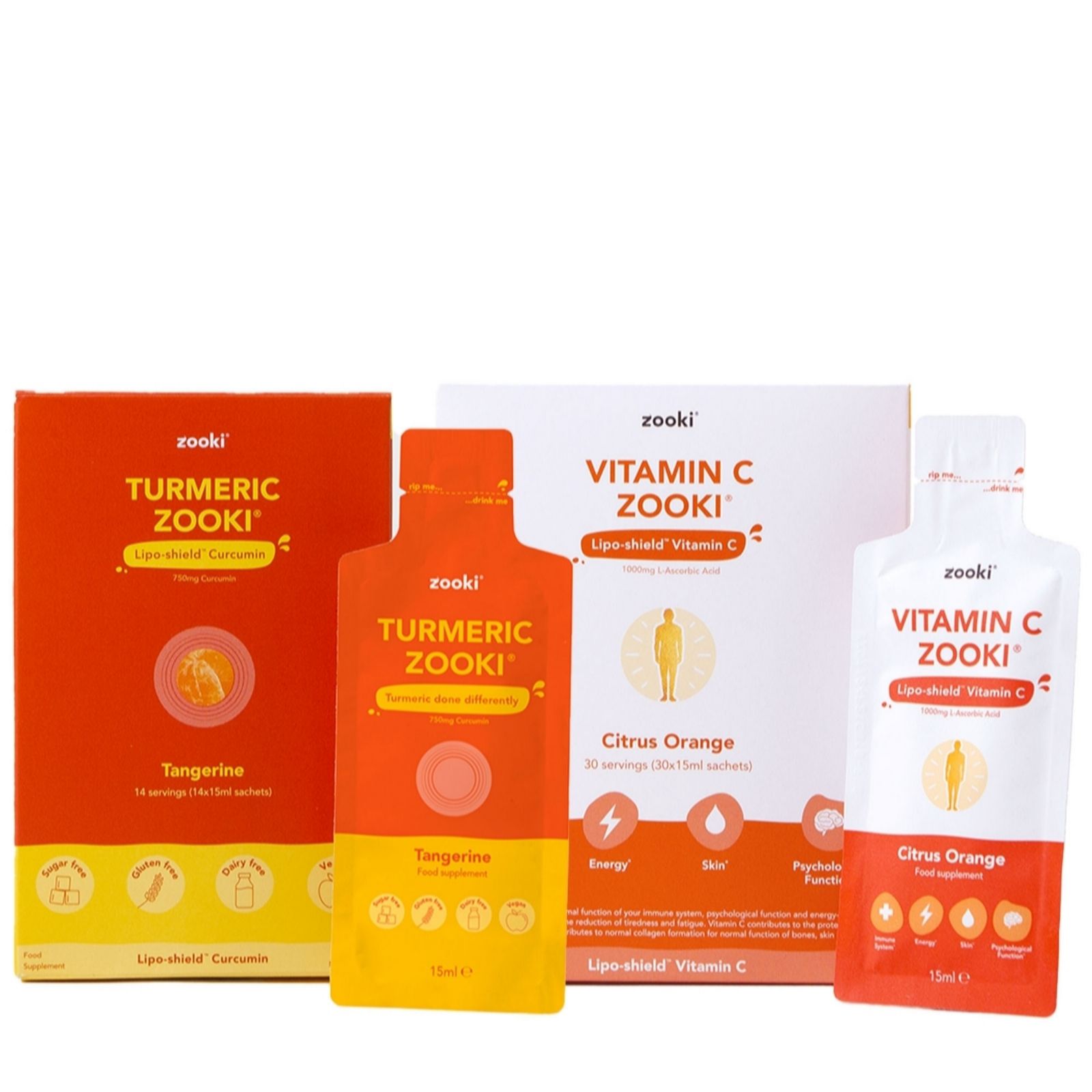 Zooki Orange Vitamin C 1 Month Supply & Turmeric 2 Week Supply
