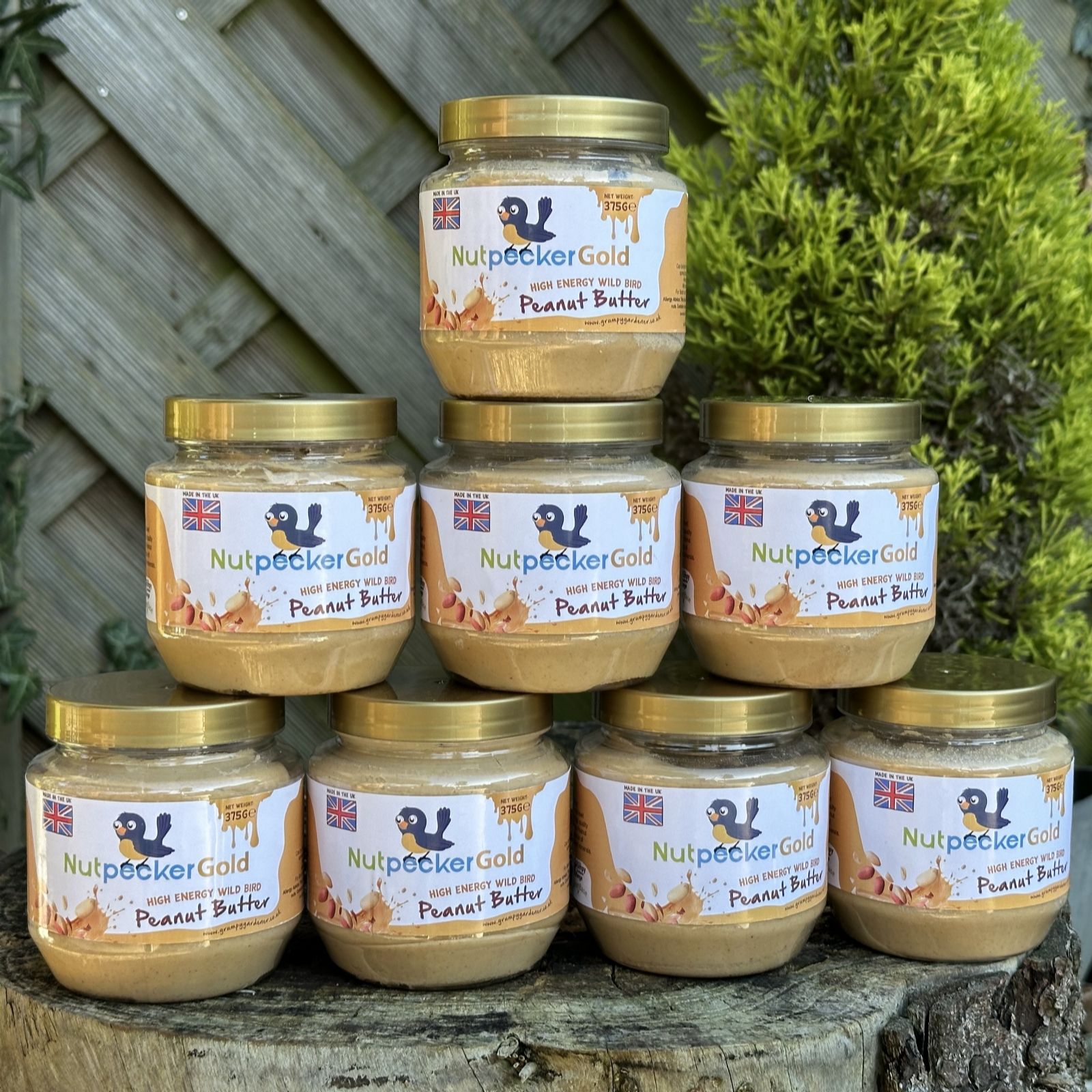 Grumpy Gardener Gold Set Of 8 Nutpecker Jars