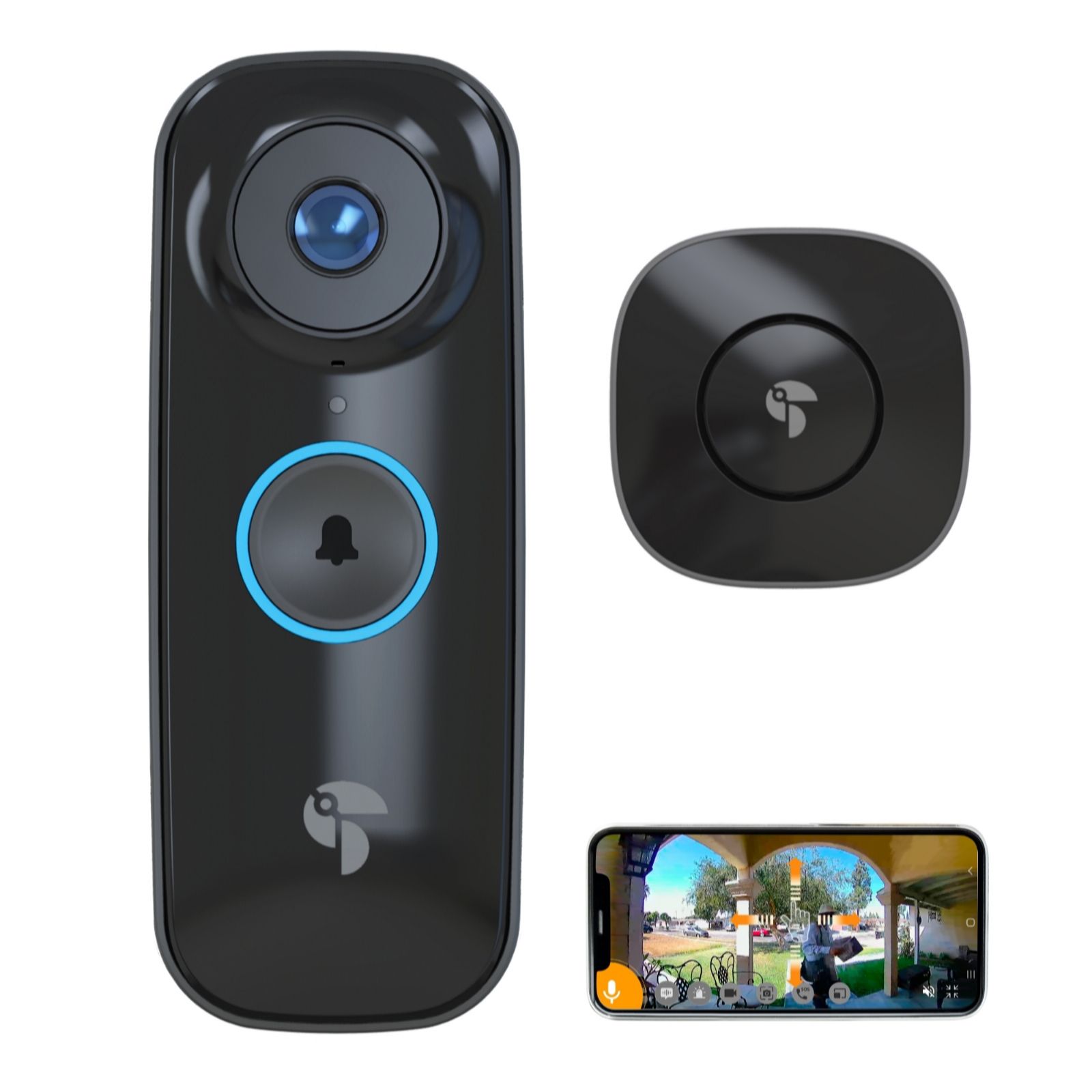 Toucan Pro 2K Video Doorbell With Motion Detection And Chime