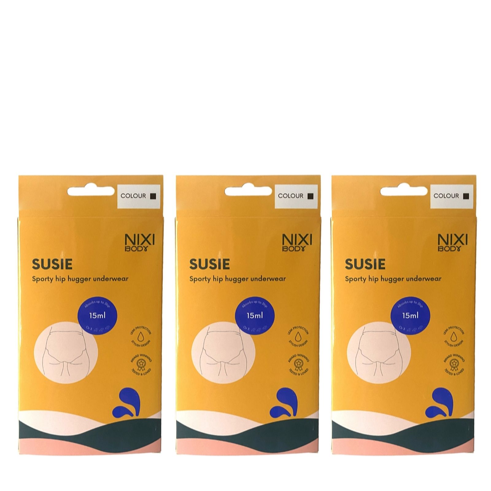 Nixi Body Set of 3 Susie Incontinence Period Knickers Medium Flo