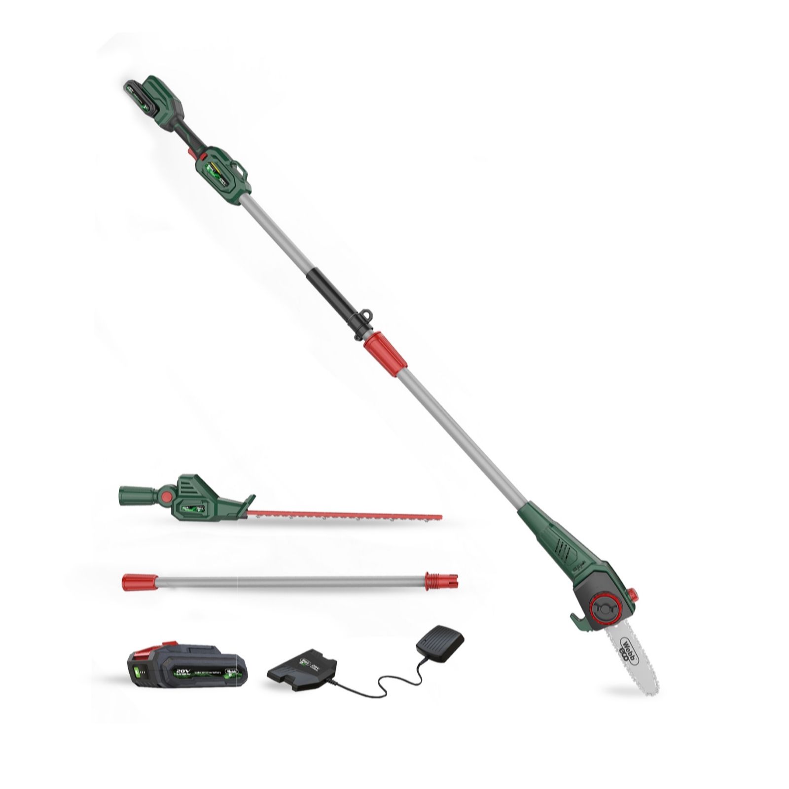 Webb Eco 20V 20Cm Pruner & 50Cm Hedge Trimmer 2Ah Battery & Charger