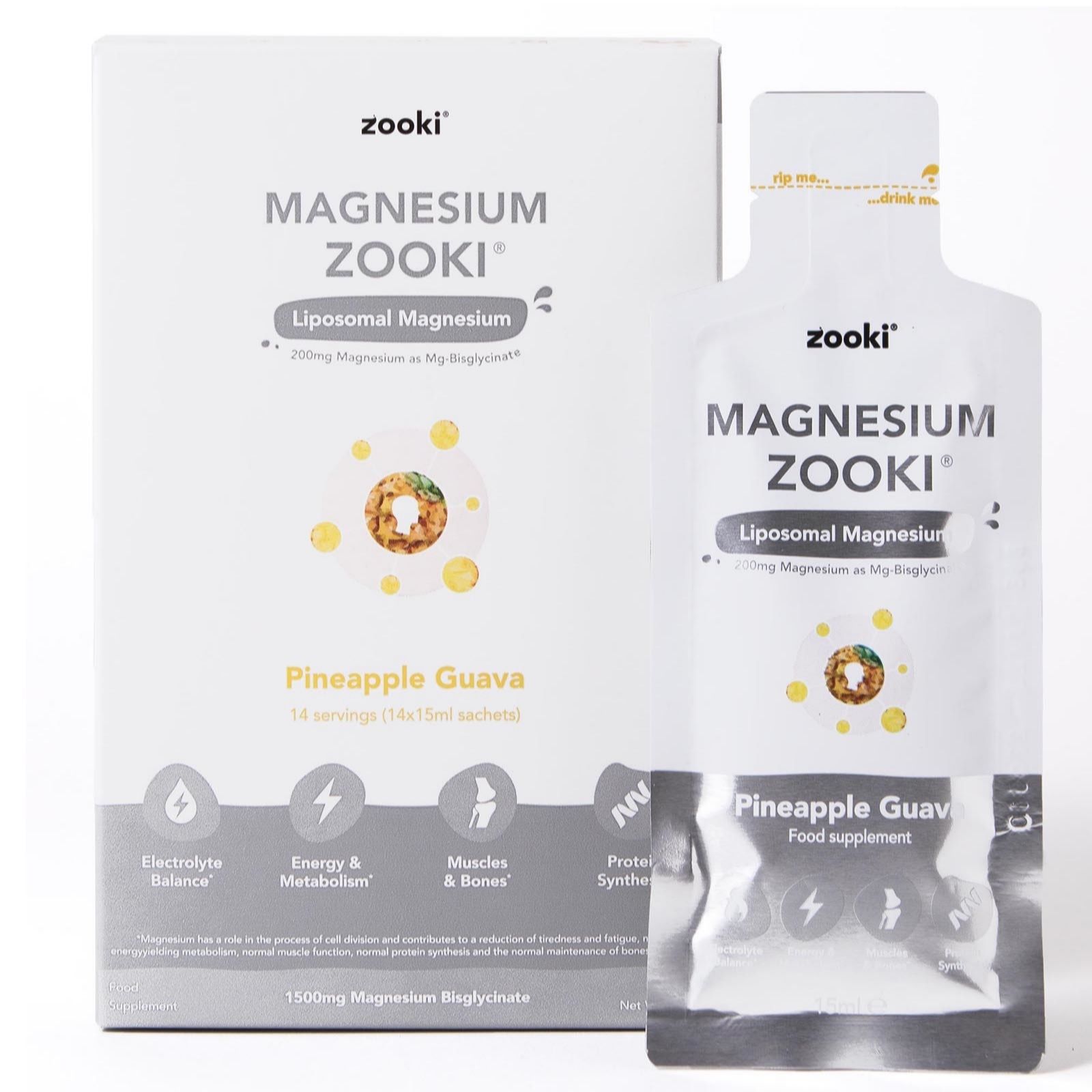 Zooki Pineapple & Guava Flavour Magnesium Sachets 4 Week Supply