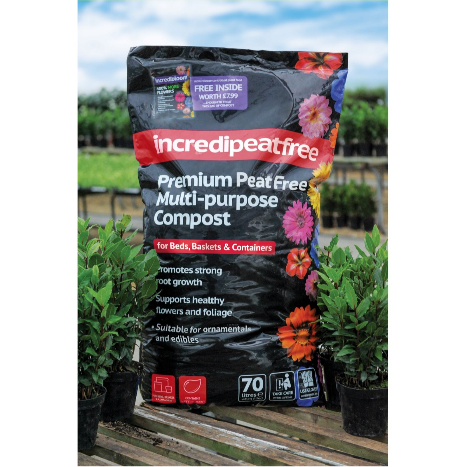 Thompson & Morgan Incredipeatfree Compost 70L & 210g Sachet of Incr...