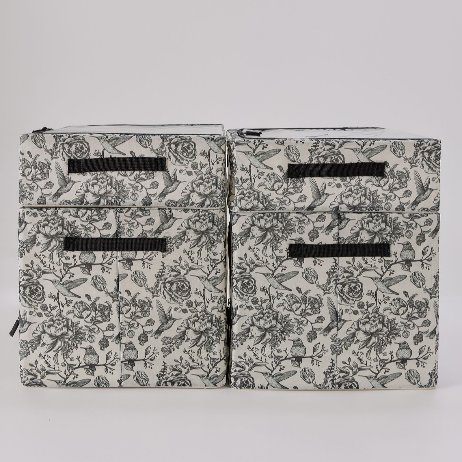 Periea Blush Blossom Set Of 2 Large Collapsible Storage Boxes With 2X Topper Boxes