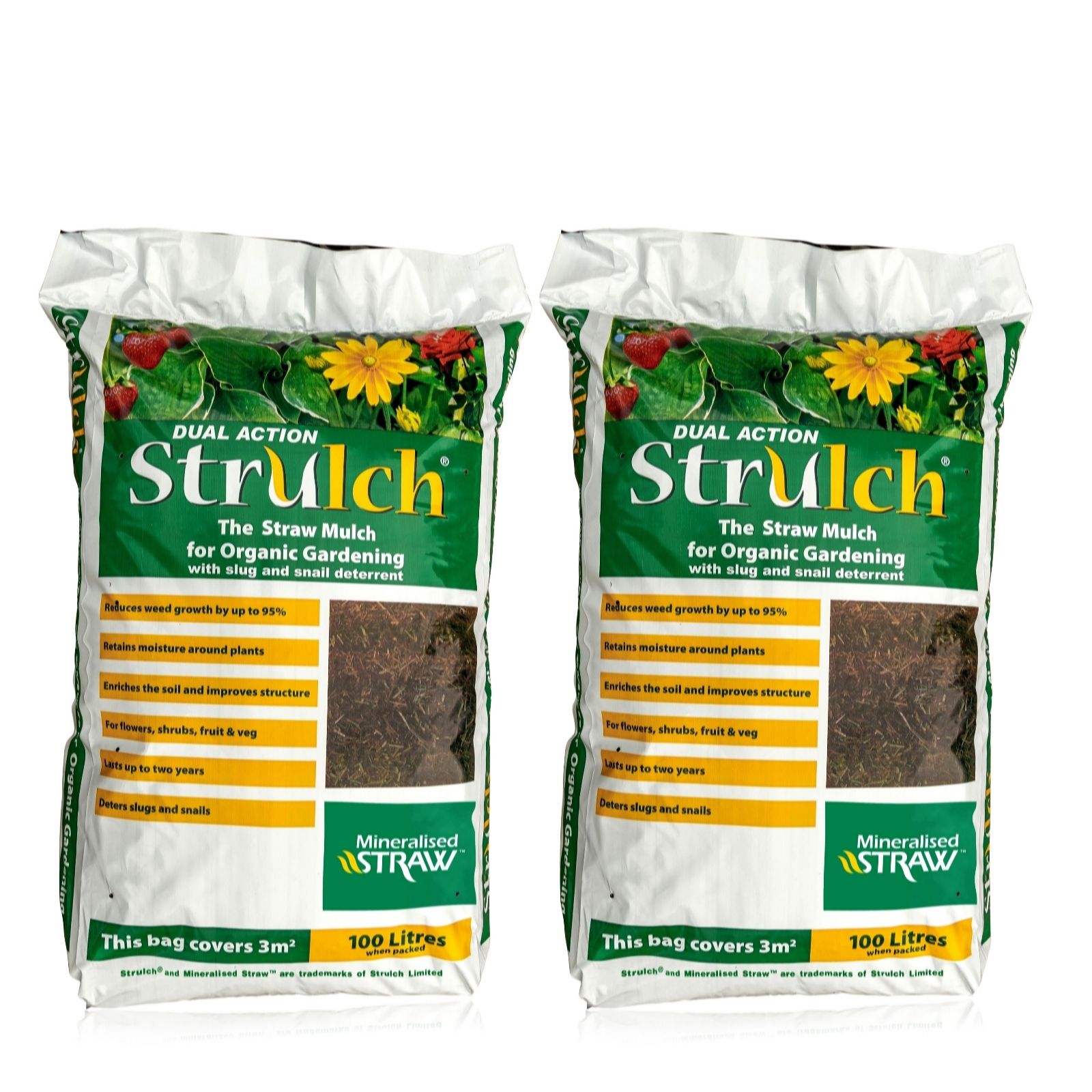Thompson & Morgan Strulch Garden Mulch 2X100 Litre Bags