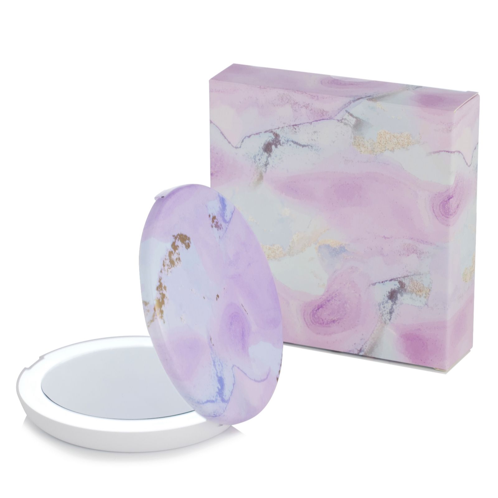 Pop Sonic Large Marble Compact Mirror with LED Light & 5x Magnifica...