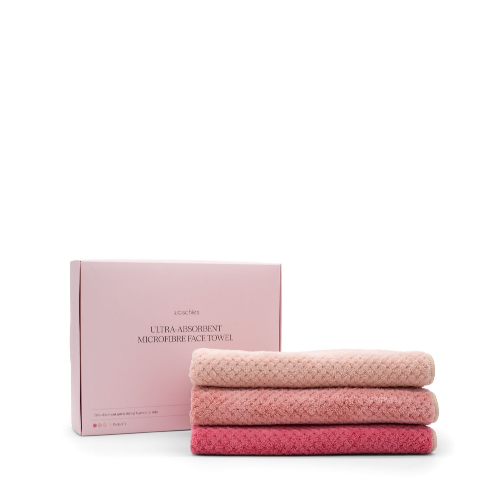 Waschies Pink 3 Piece Face Towels
