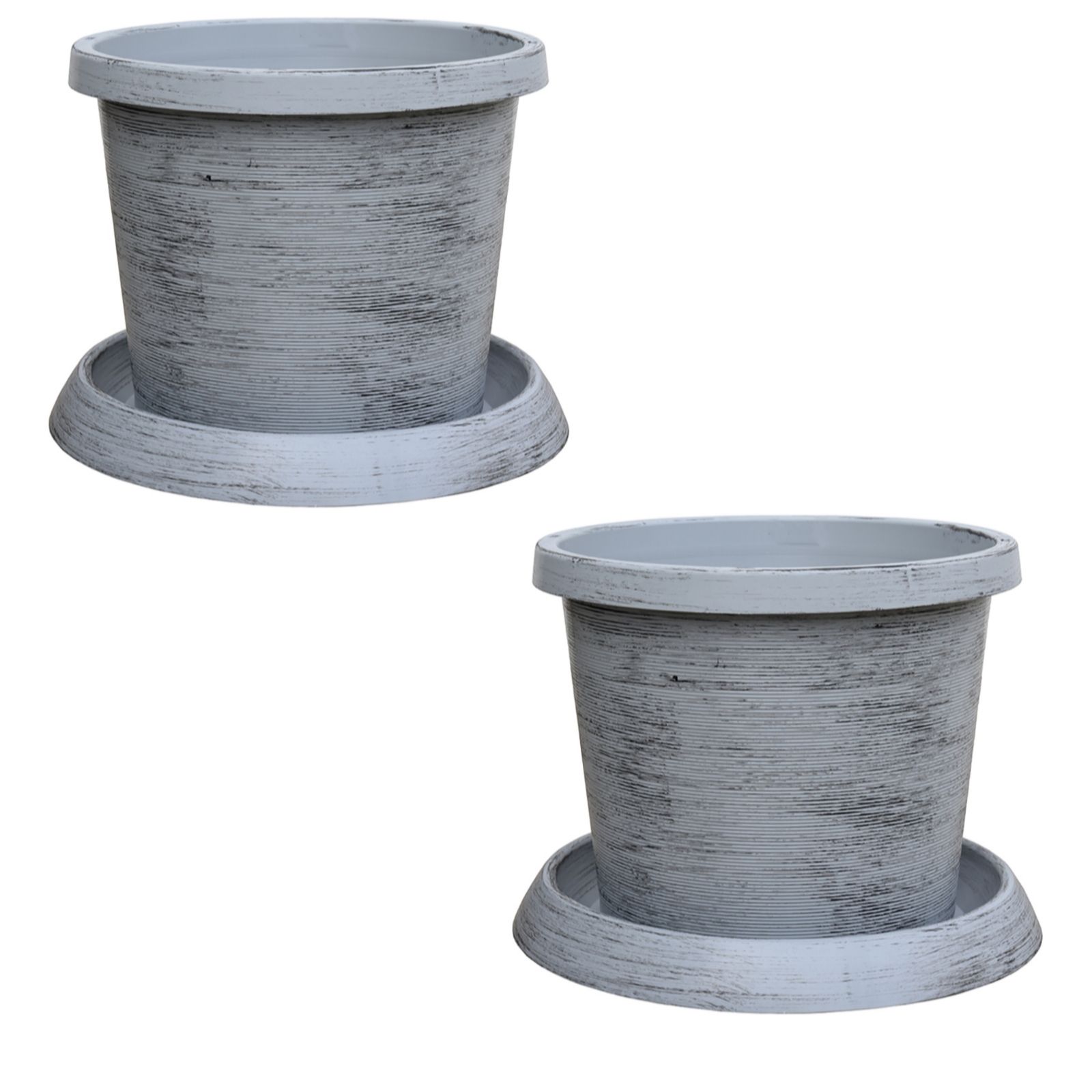 Thompson&Morgan Patio Pot & Saucer Grey x2