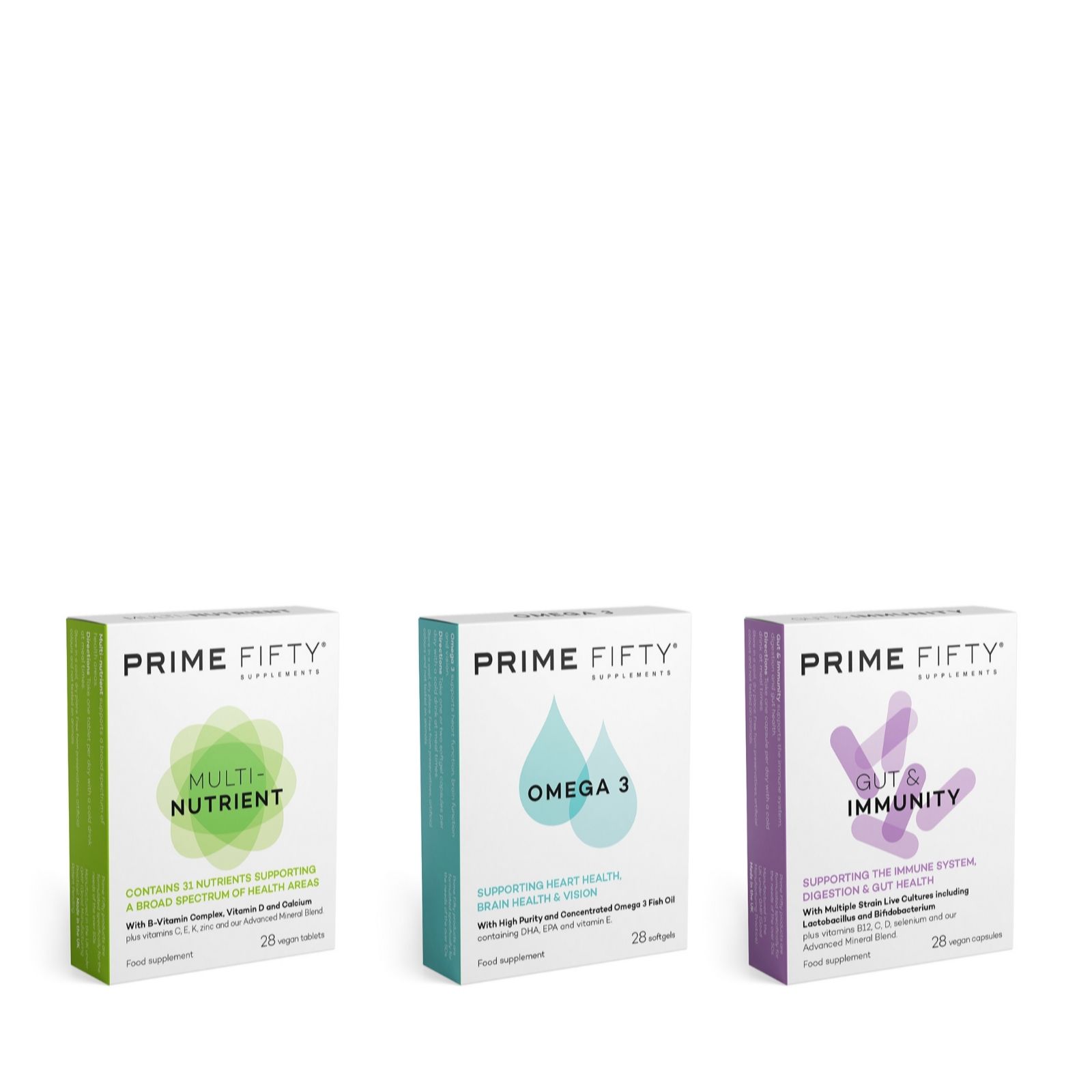 Prime Fifty Gut & Immunity Omega 3 & Multinutrient 4 Week Supply