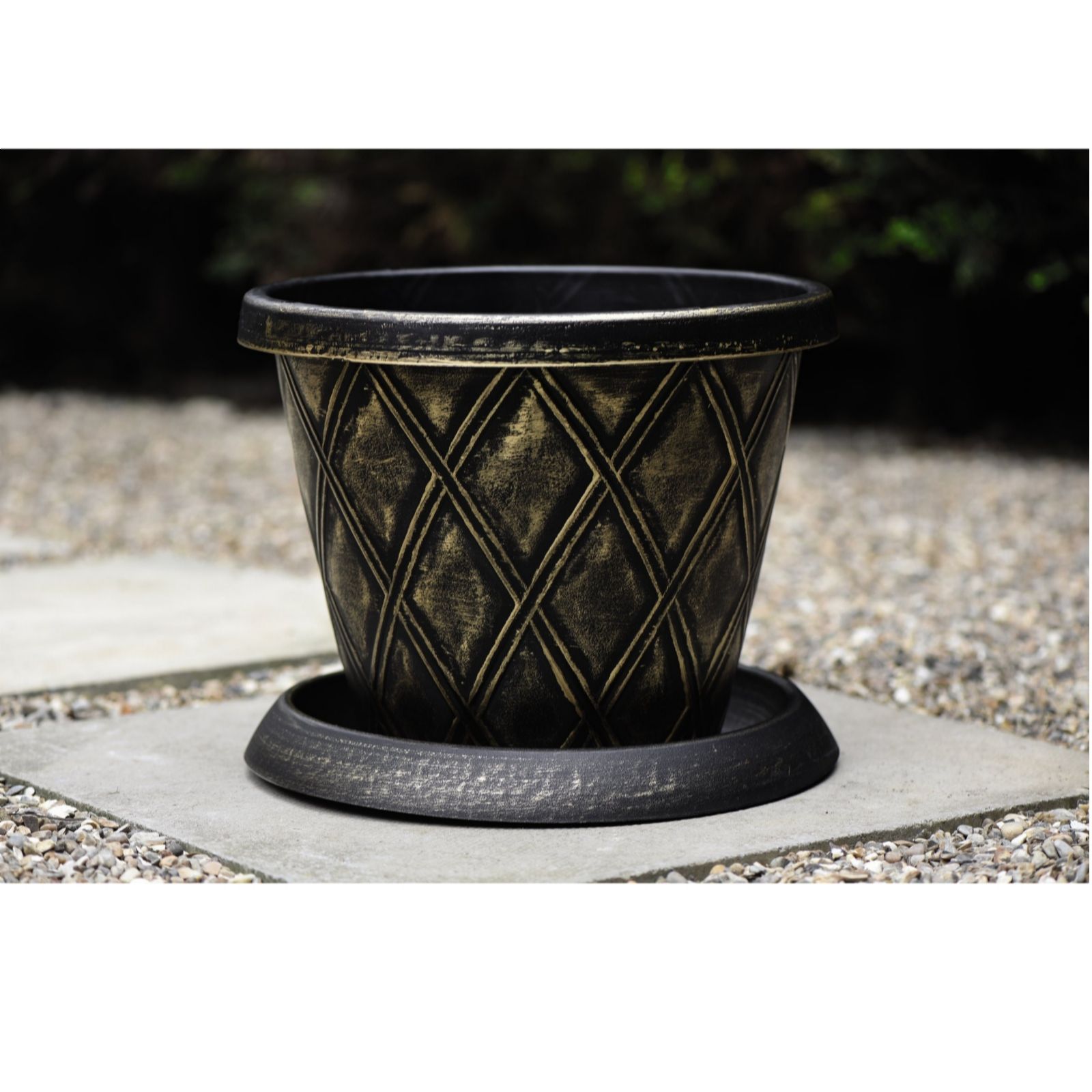 Thompson & Morgan Gold 39Cm Planter & Saucer X2