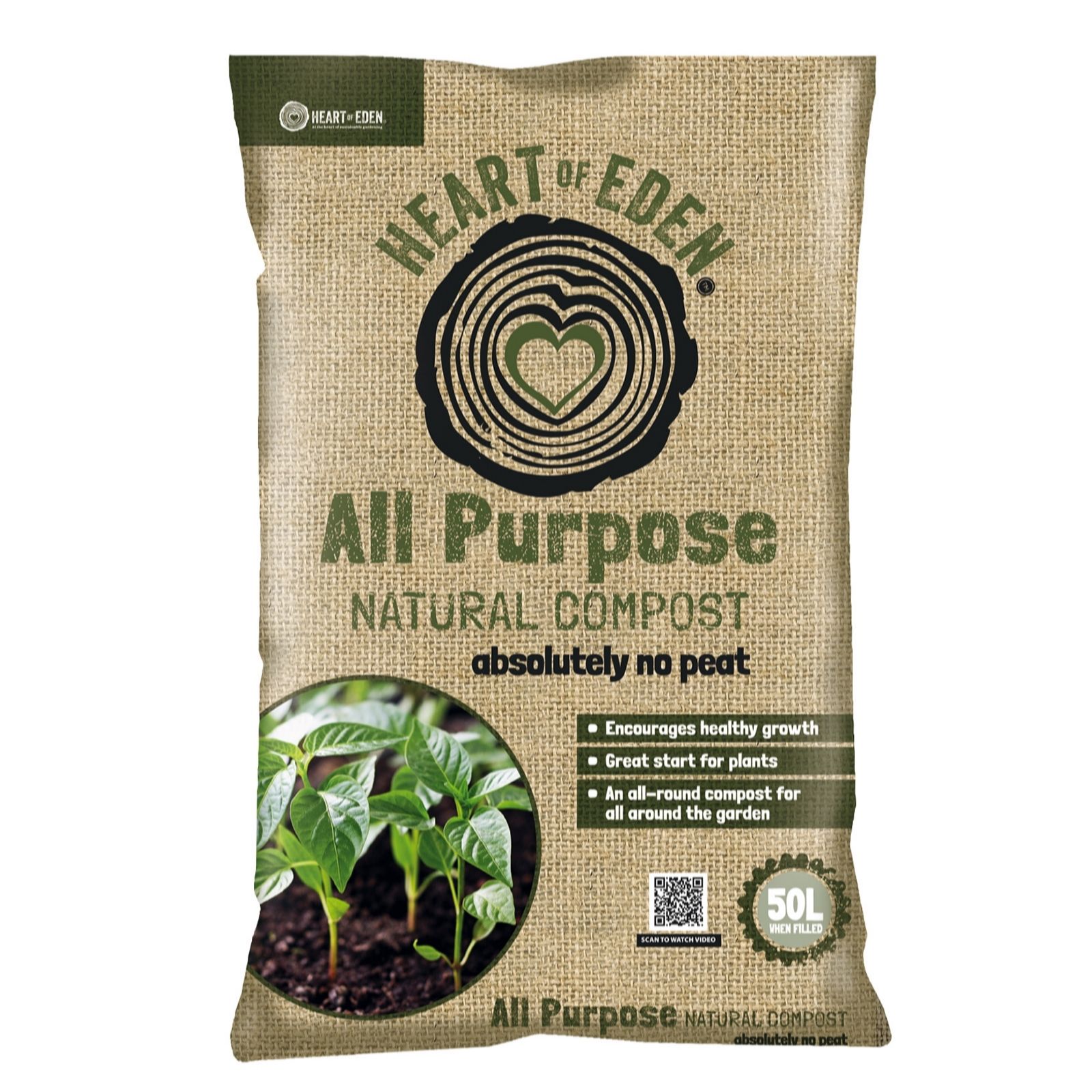 Heart Of Eden All Purpose Compost, Peat Free 50 Litre Bag - Image 3