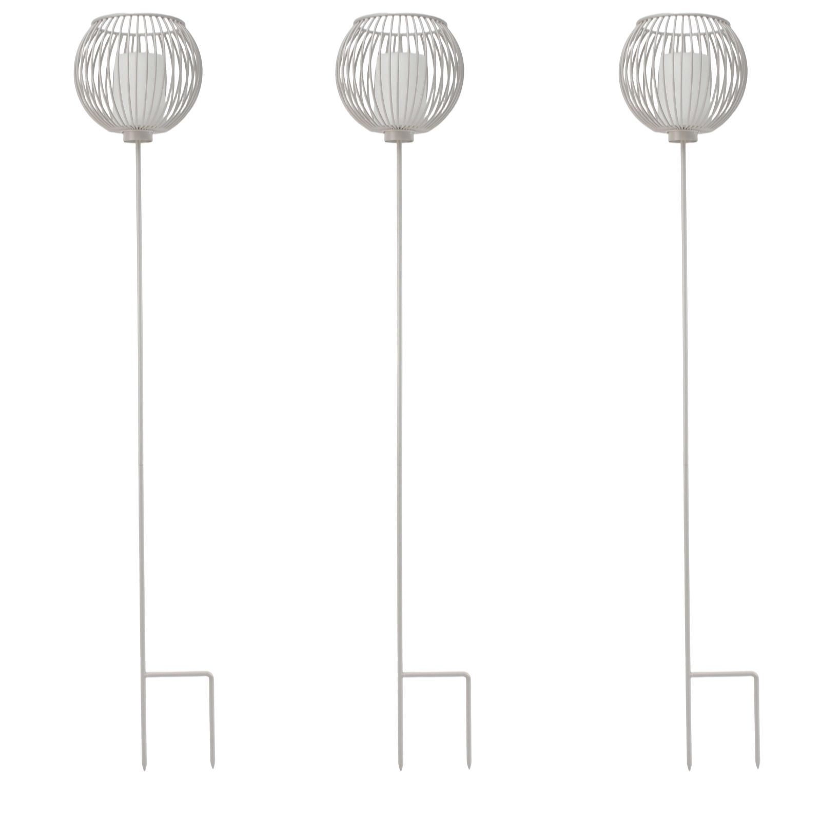 K By Kelly Hoppen Set of 3 Outdoor Battery Stake Lights with Candle...