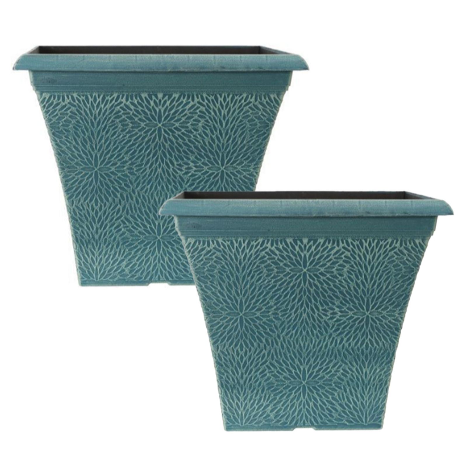 YouGarden April Indigo Green Plastic Square Planter 36cm - 2 Pack - Image 7