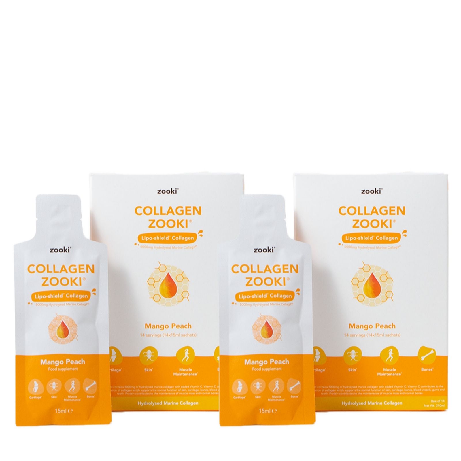 Zooki Peach Marine Collagen 5,000Mg, Mango Flavour - 14X15ml Liquid Sachets - Image 3