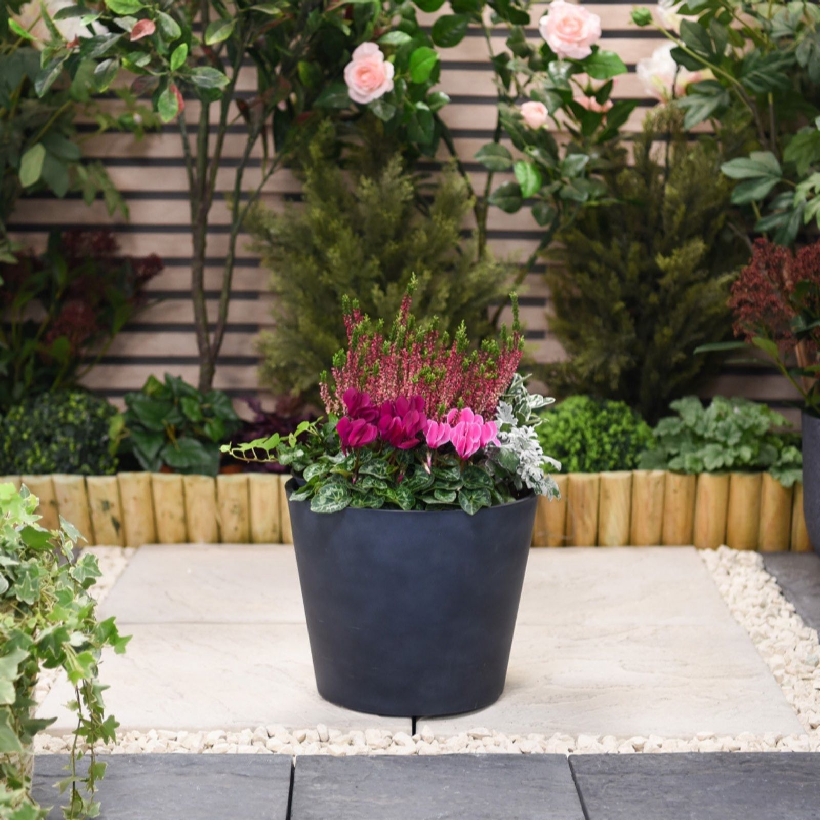 Thompson & Morgan Dark/Grey Stone Effect 30.5Cm Planter X 3