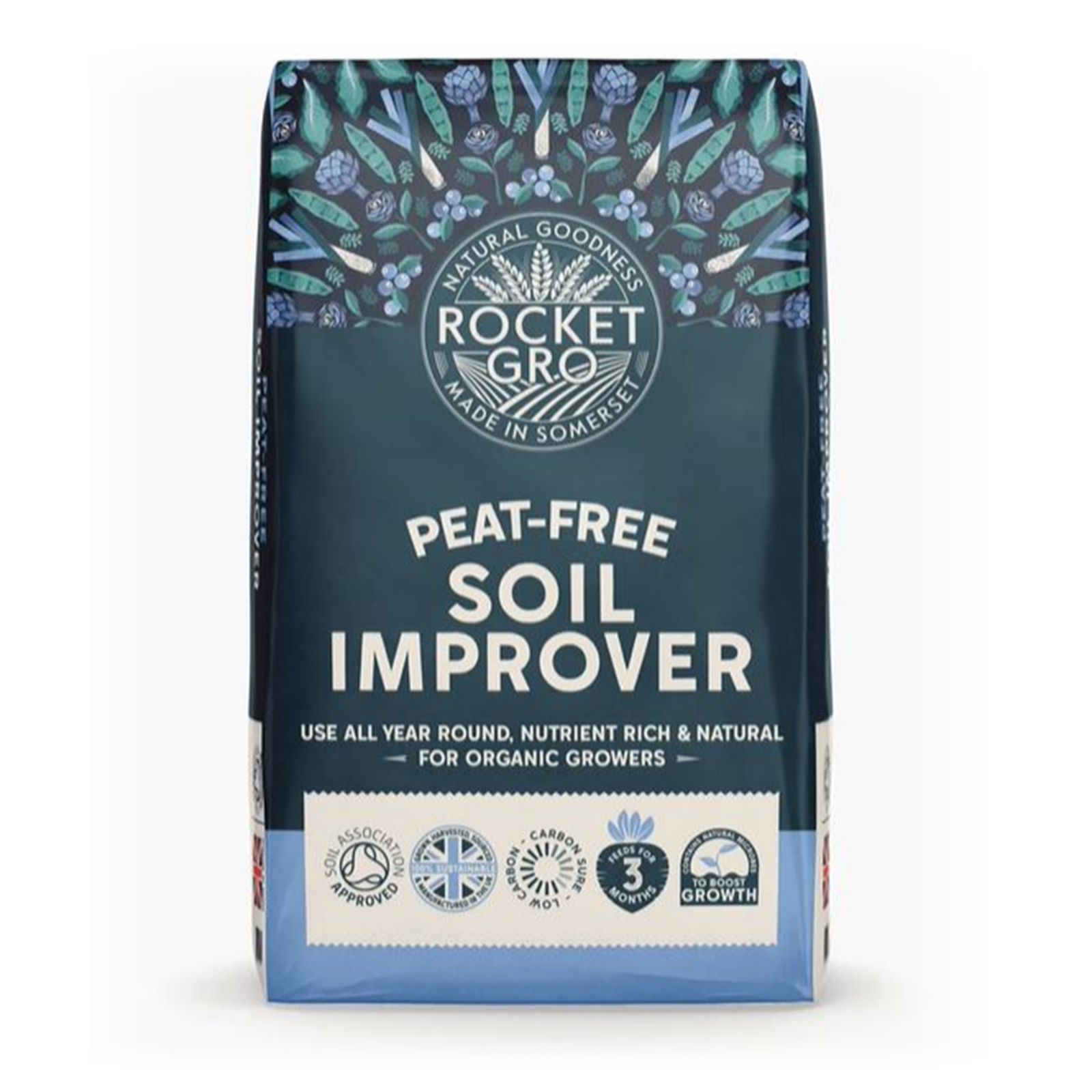 Thompson & Morgan RocketGro Soil Improver 50 Litre x 1 Bag - Peat-Free, Brown