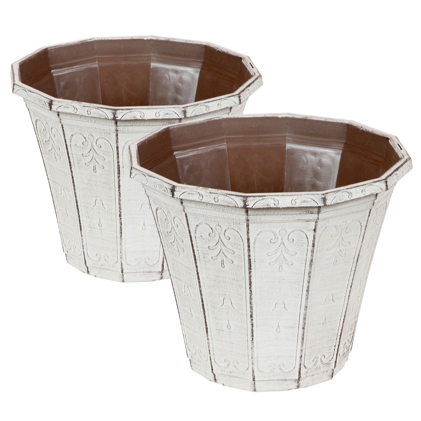 Yougarden White Calista Round Planters 30Cm Diameter X 2