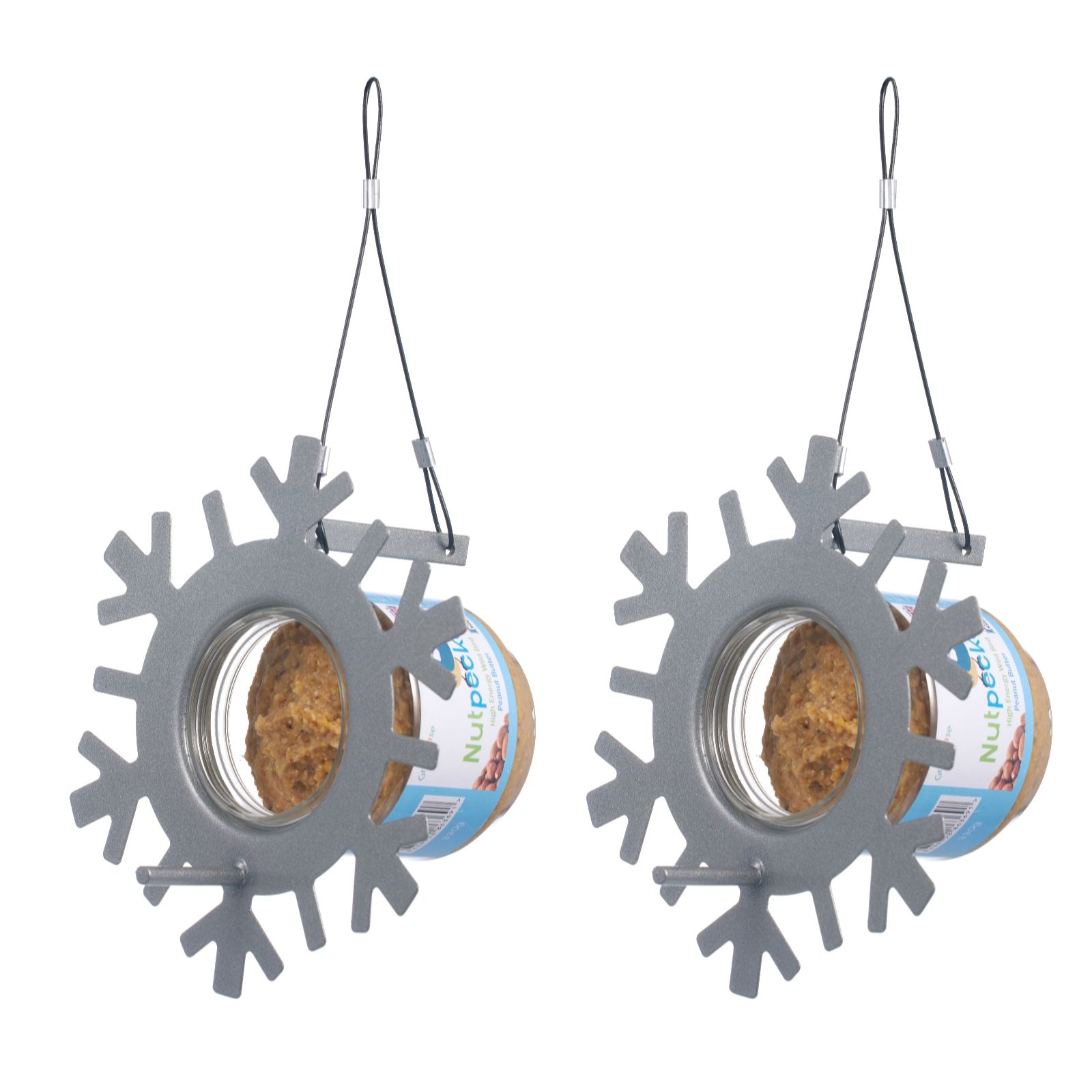 Grumpy Gardener Set Of 2 Snowflake Feeders With 2 Nutpecker Jars