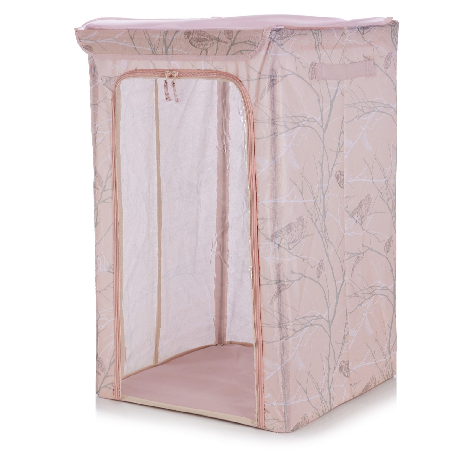 Periea Blush Birds Collapsible Printed Laundry Basket