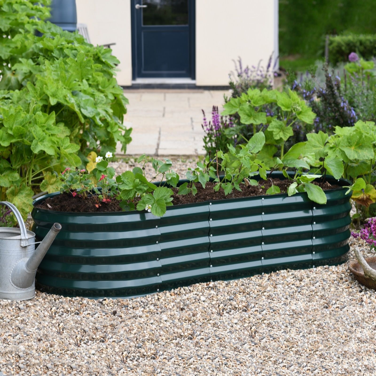 Thompson & Morgan Metal Raised Planter Modular Hunter Green x 2