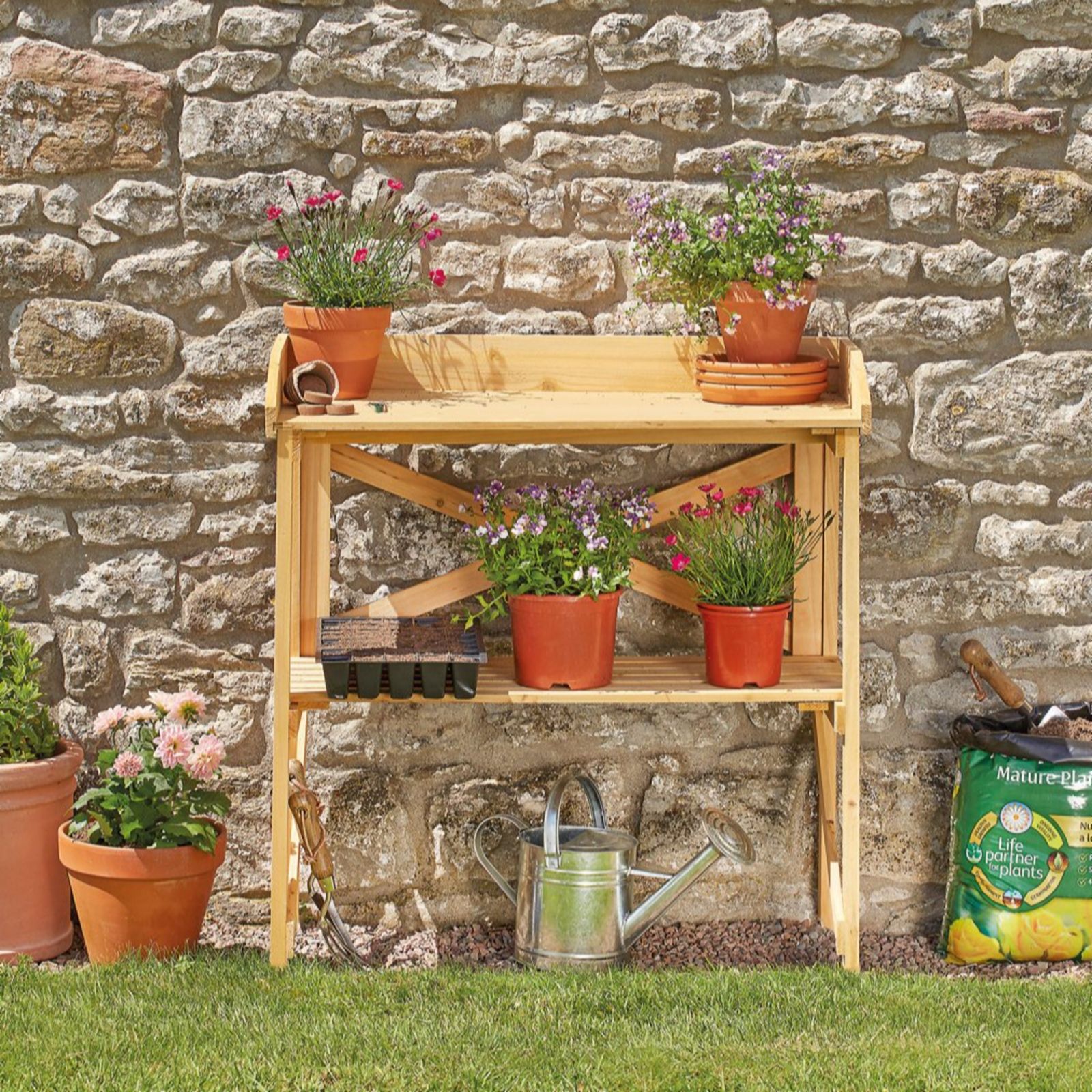 Garden Grow Wooden Potting Bench, Brown