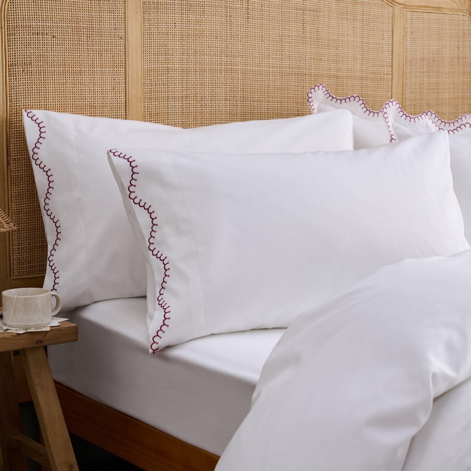 Christy Indigo Lucerne Scallop Edge Set Of 2 Pillowcases