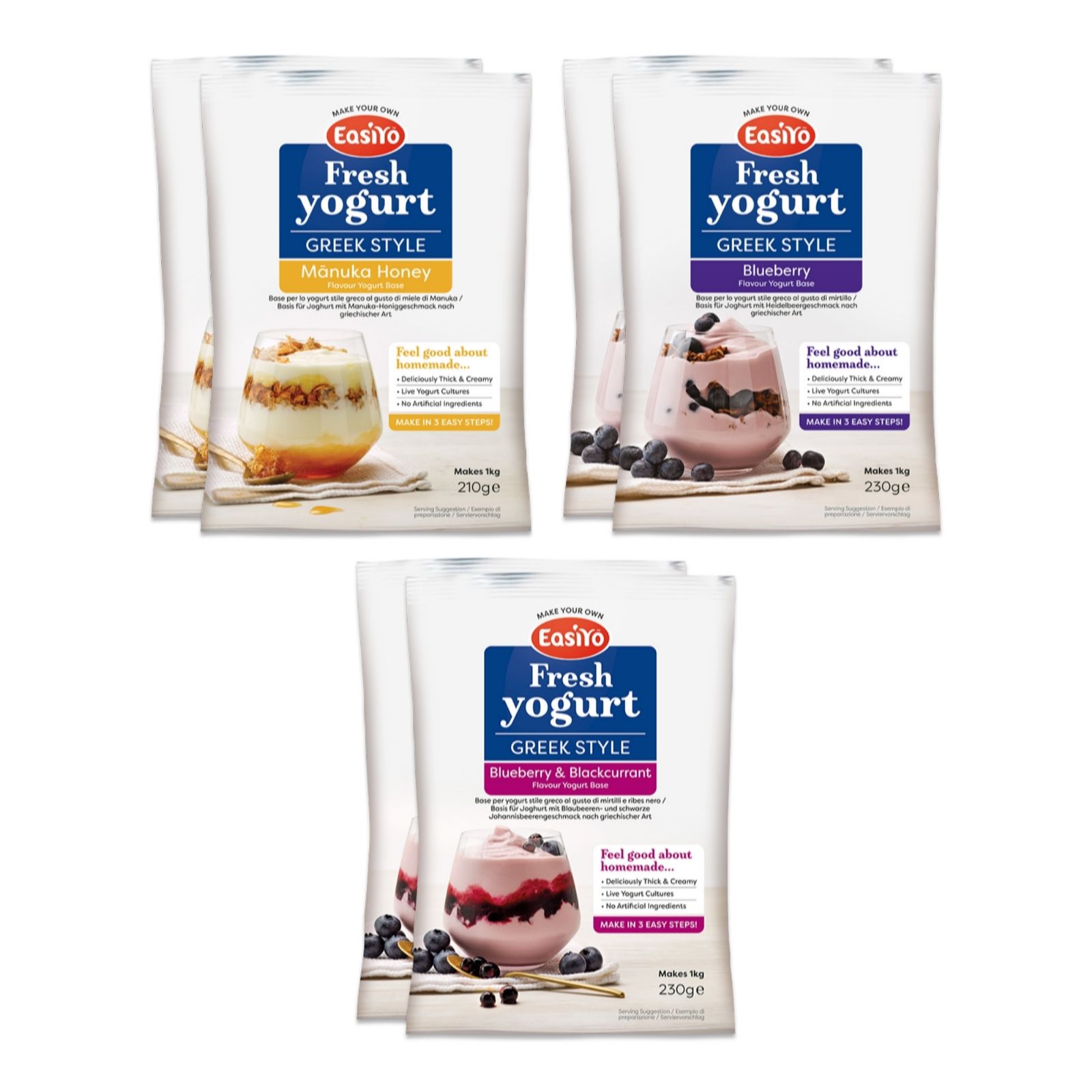 Easiyo Yoghurt Easiyo Set Of 6 Greek Style Blueberry Selection