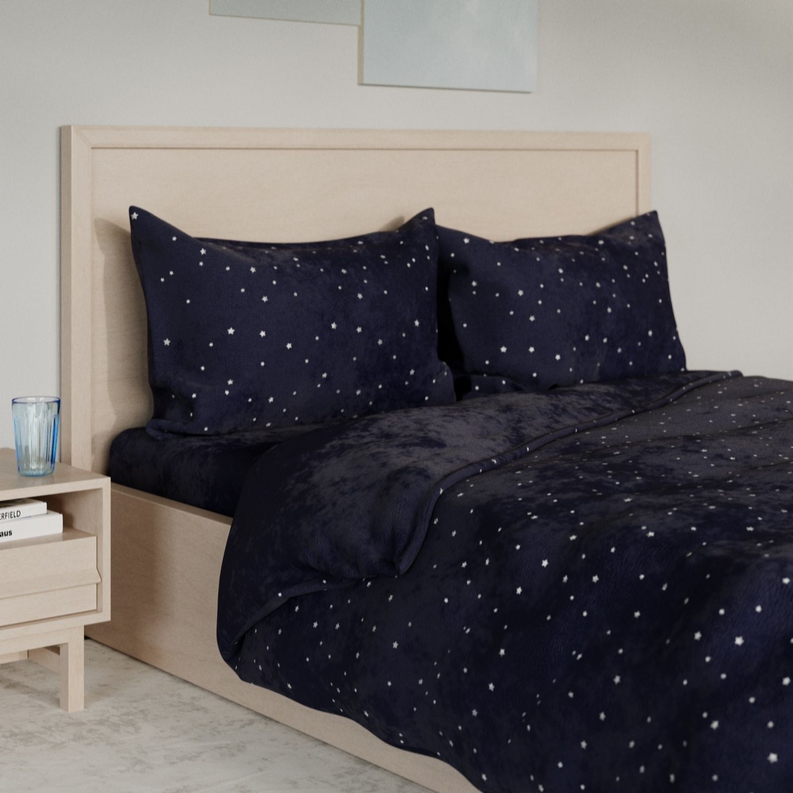 Cozee Home Cream Velvetsoft Starry Night 4 Piece Duvet Set