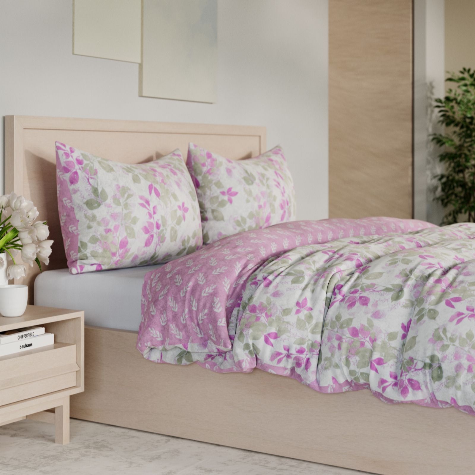 Cozee Home Floral Reversible Soft Velvetsoft 3 Piece Duvet Set