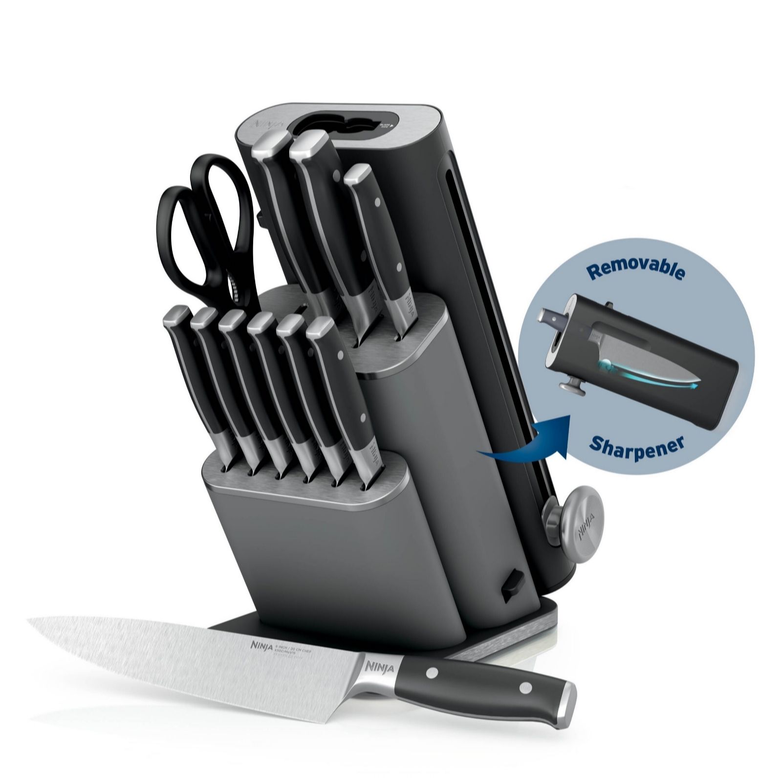 Ninja StaySharp 13-Piece Knife Block Set & Removable Sharpener