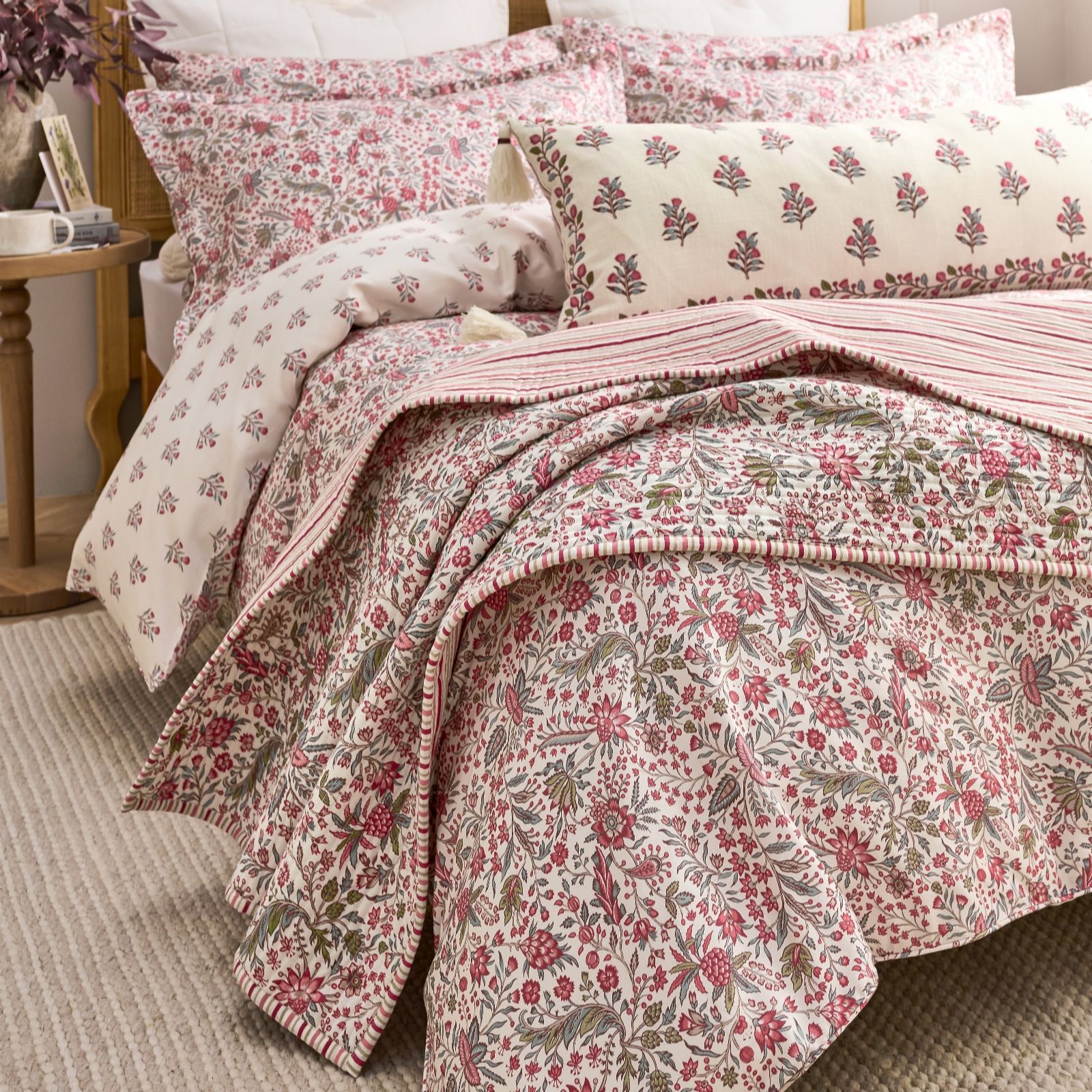Christy Mulberry Newstead Cotton Reversible Filled Coverlet