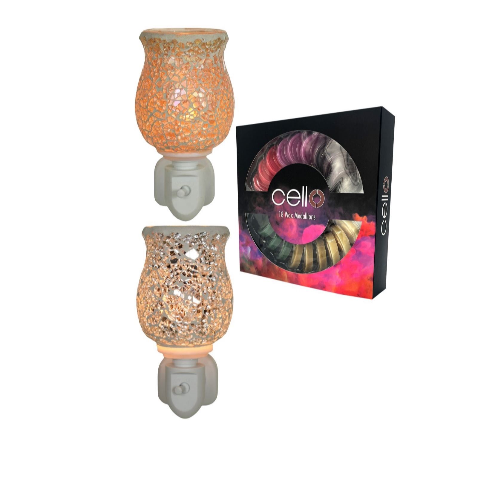 Cello Mosaic Mixed Set of 2 Electric Melt Burner Plug In with 18 Wa...