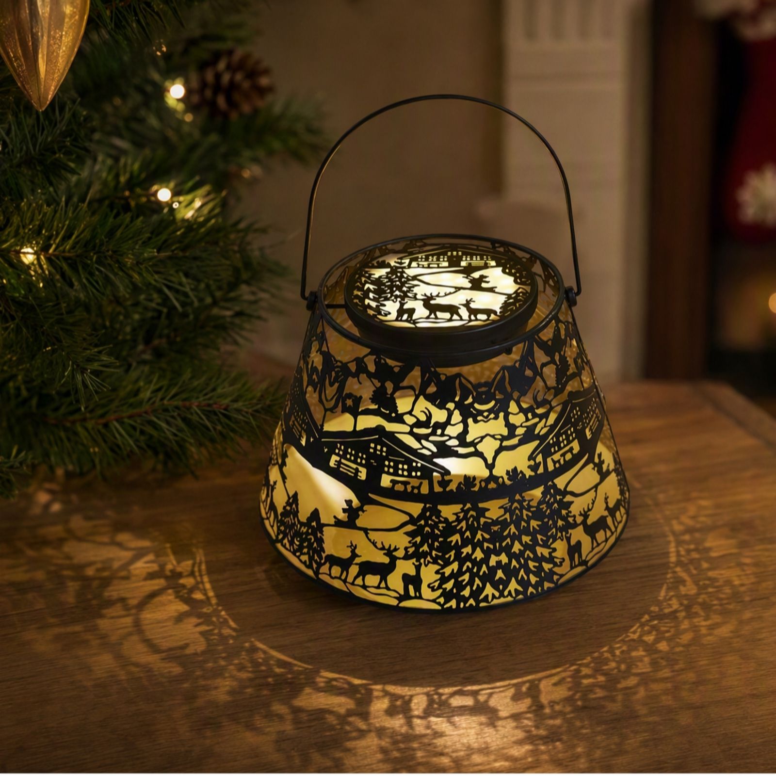 Home Stories Indoor Outdoor Rechargeable Winter Scene Lantern