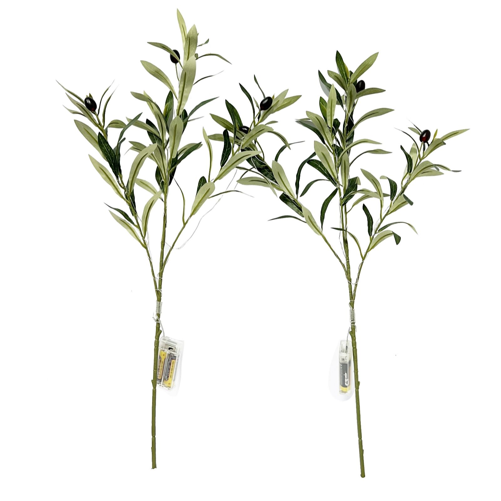 Home Stories Set of 2 Pre Lit Olive Stems