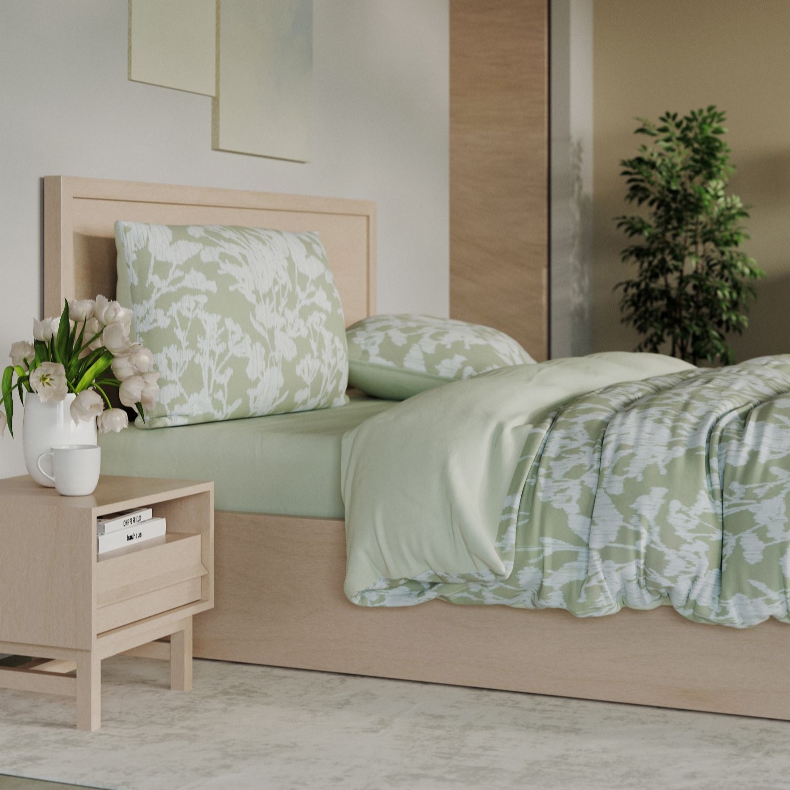 Cozee Home Sea Grass Supersoft By Boho Coastal 4-Piece Duvet Set