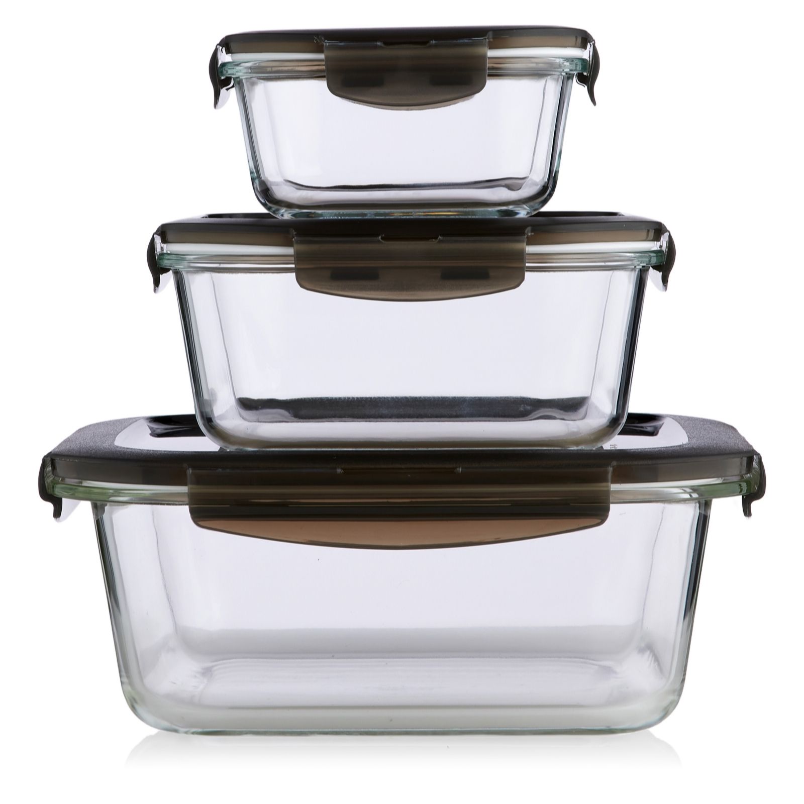LocknLock 3 Piece Nestable Glass Square Storage Set