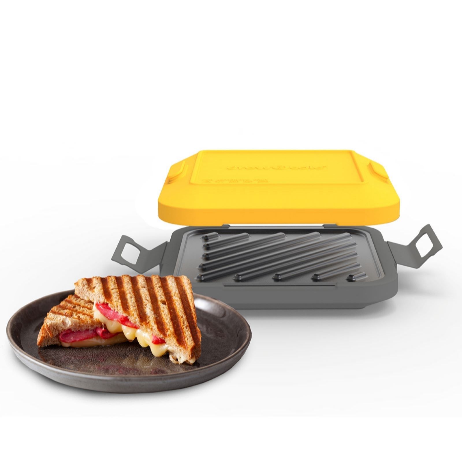 DREW&COLE Clever Micro Toastie Maker for Microwaves - Yellow & Grey