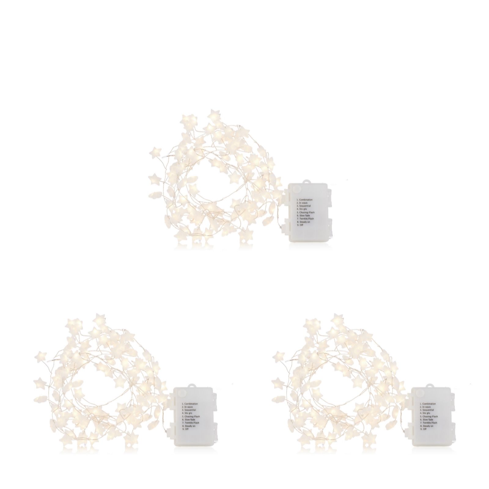 Home Stories Set of 3 Multi Function LED Star Fairy Lights