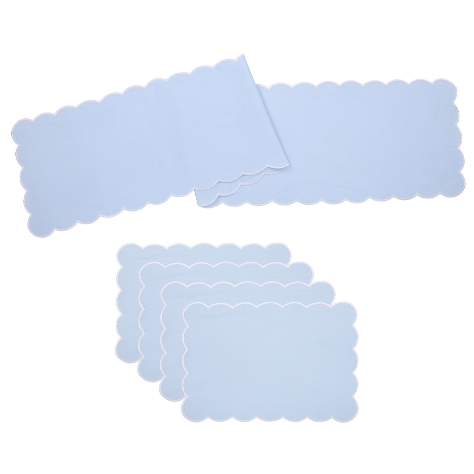Home Stories Scalloped Edge Table Runner & Set of 4 Placemats