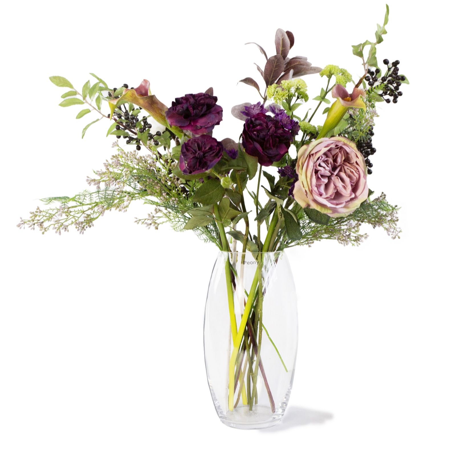 Peony Purple Rose & Berry Mix In A Vase