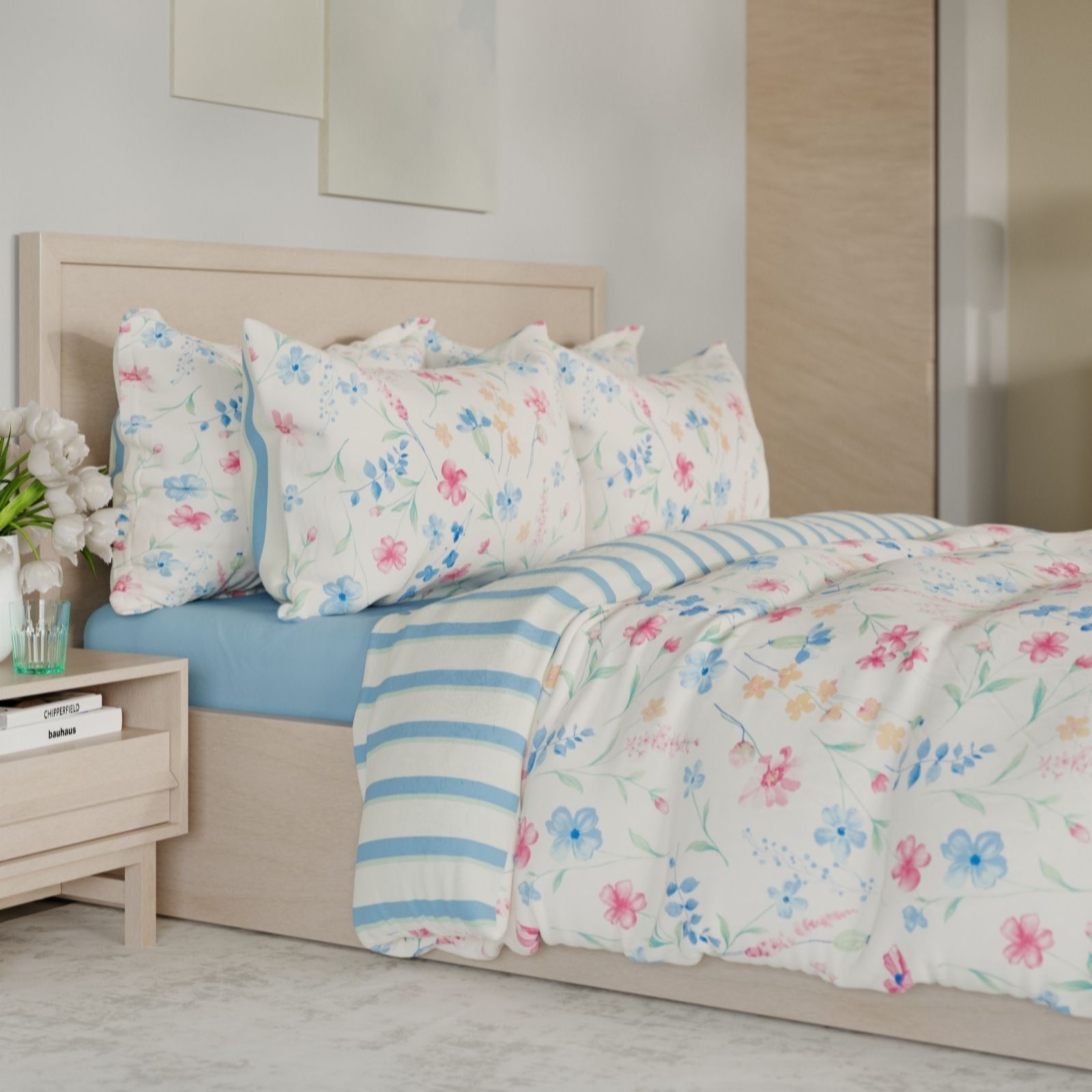 Cozee Home Green Supersoft By Floral Meadow 6 Piece Duvet Set