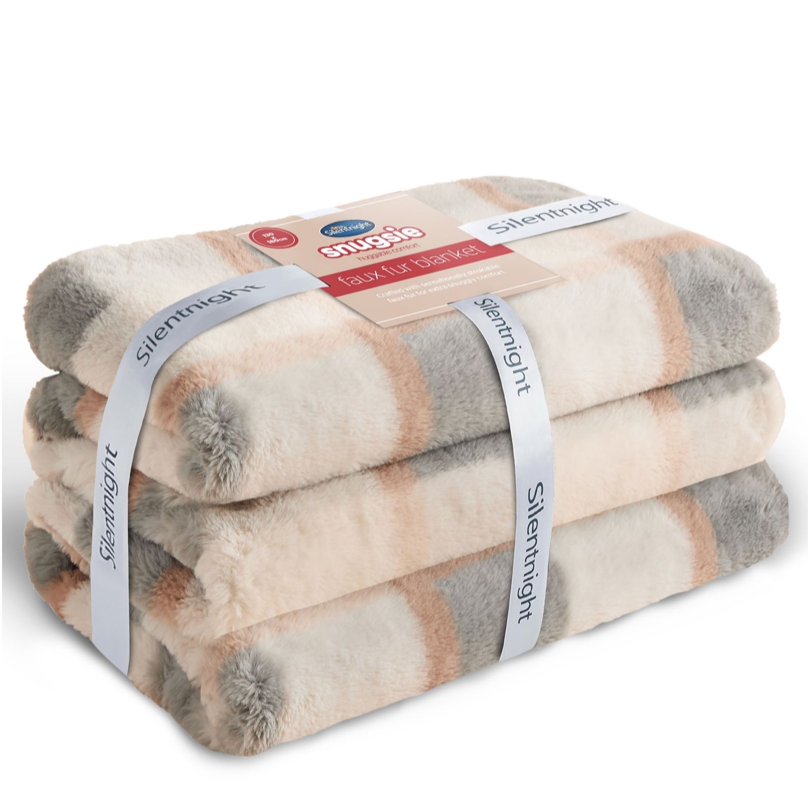 Silentnight Faux Fur Checked Snugsie Blanket