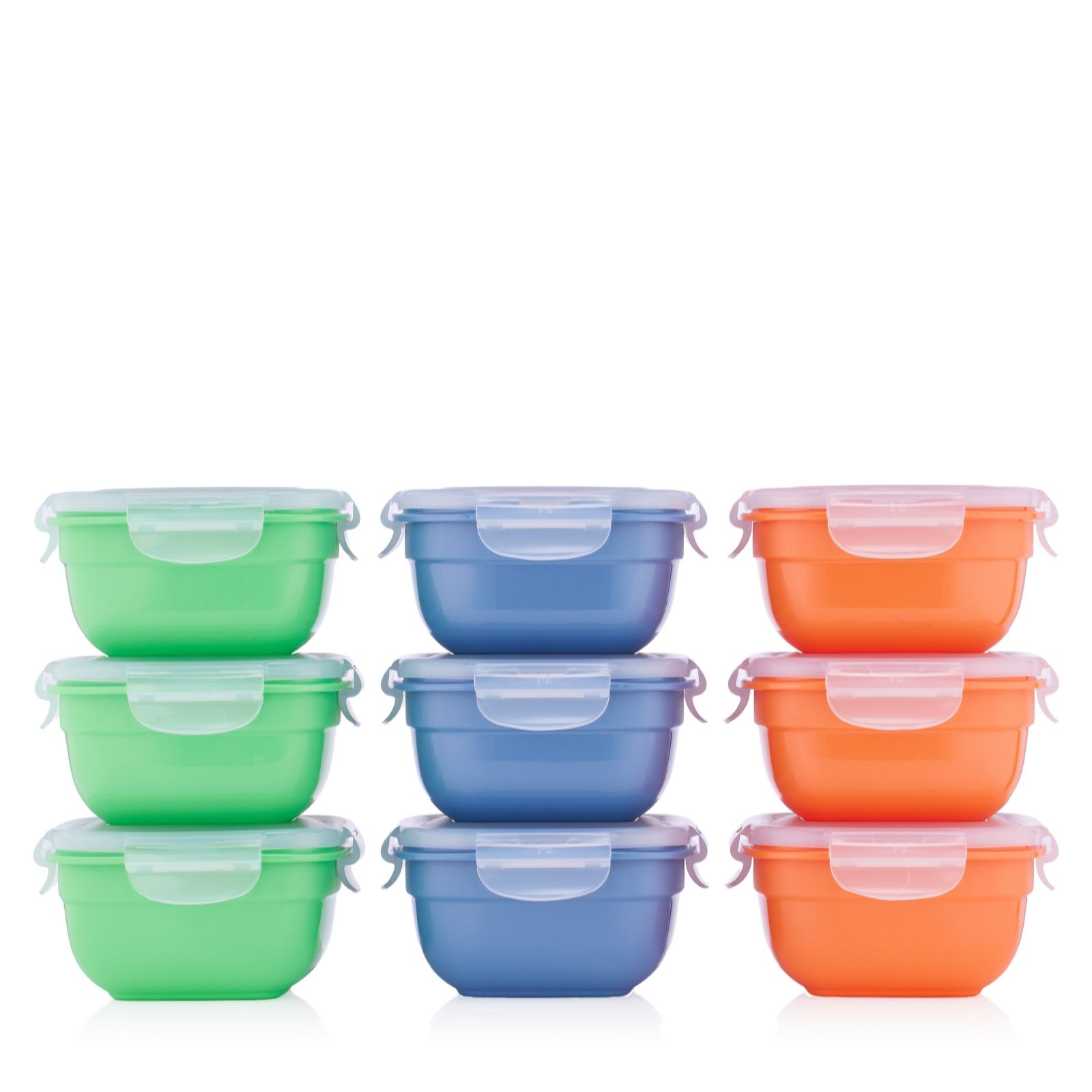 LocknLock Set of 9 Tri-Colour Containers