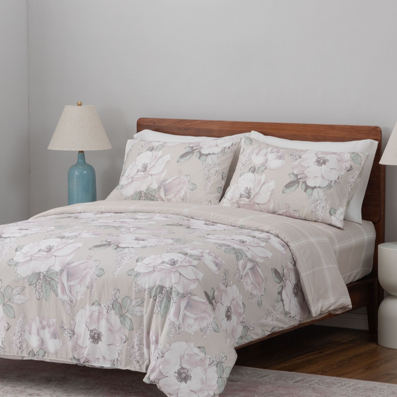 Cozee Home Pink Supersoft By Reversible Floral 4 Piece Duvet Set