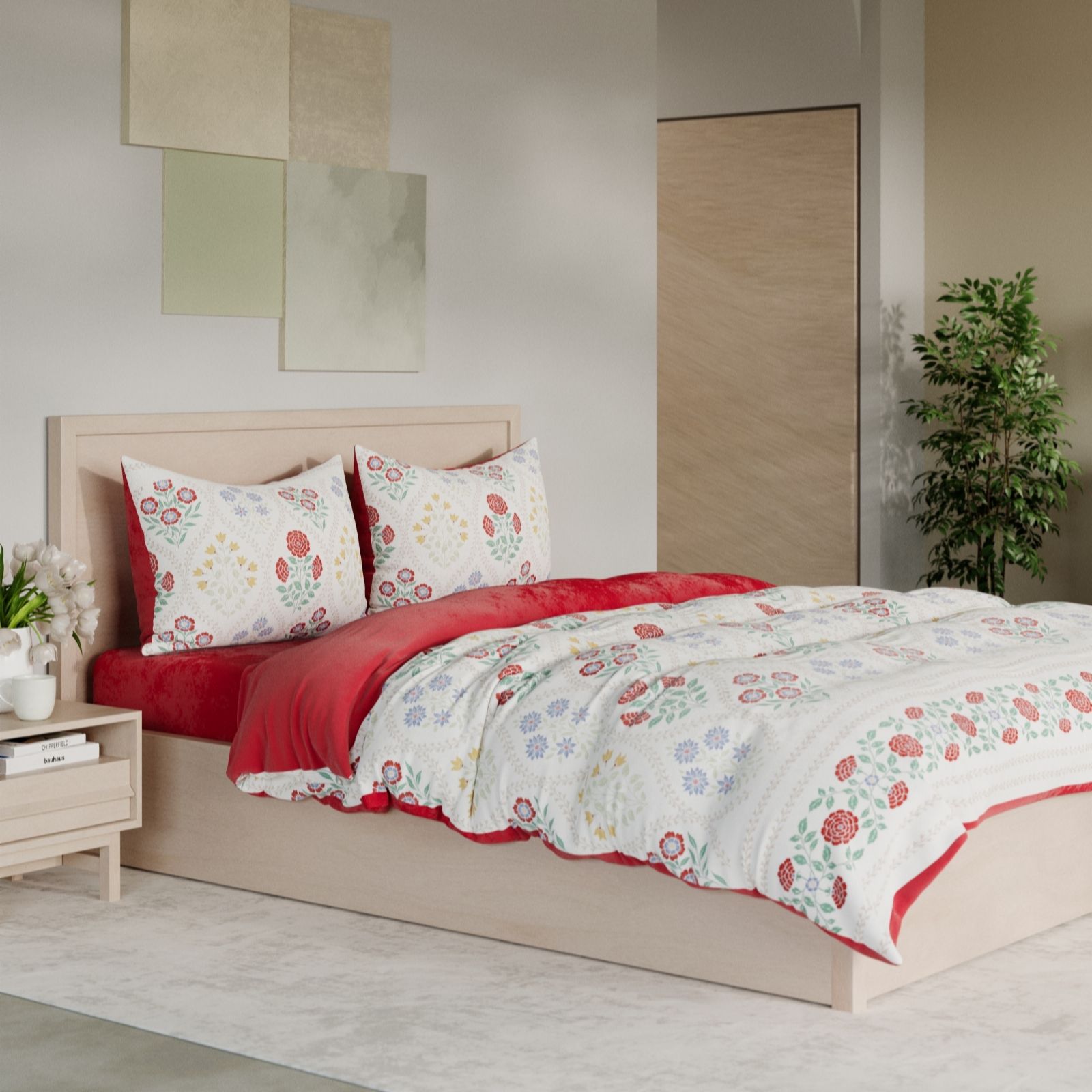 Cozee Home Blue Supersoft By Floral 4 Piece Duvet Set