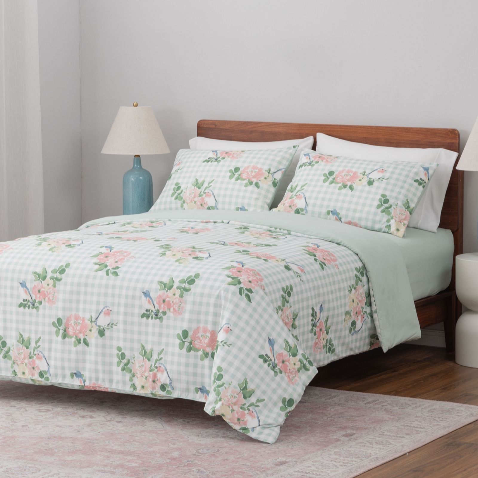 Cozee Home Blue Supersoft By Gingham 4 Piece Duvet Set