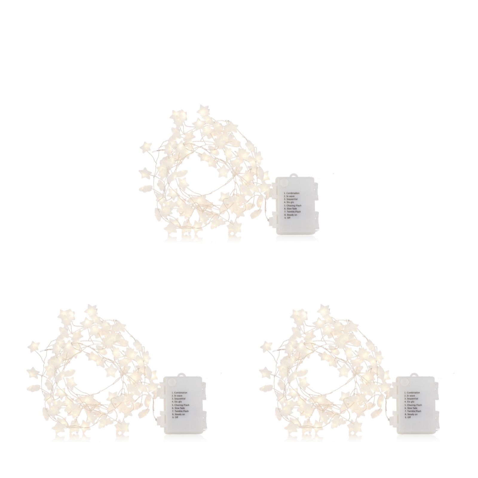 Outlet Home Stories Set of 3 Multi Function LED Star Fairy Lights