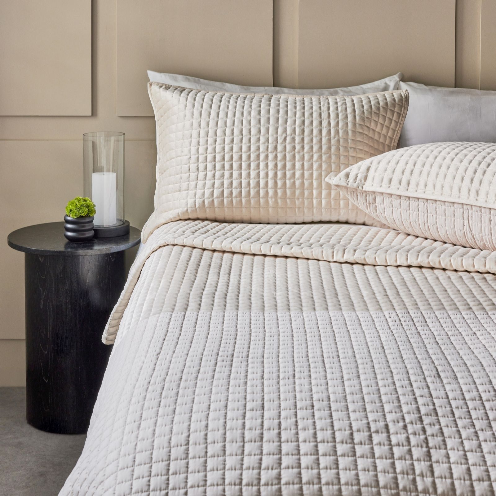 K by Kelly Hoppen Quilted Bedspread and Set of 2 Decorative Pillowc...