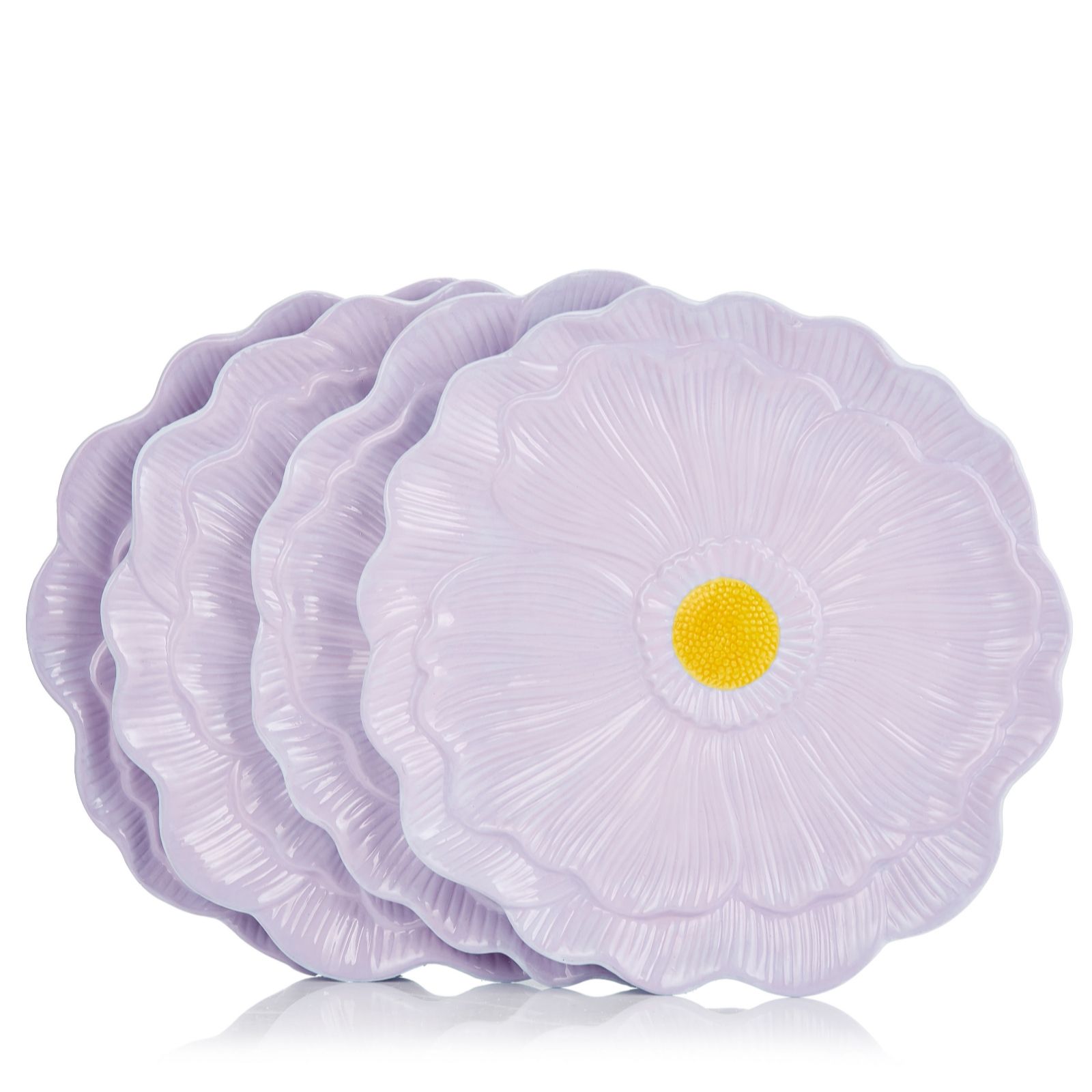 Home Stories Set Of 4 21cm Daisy Plates