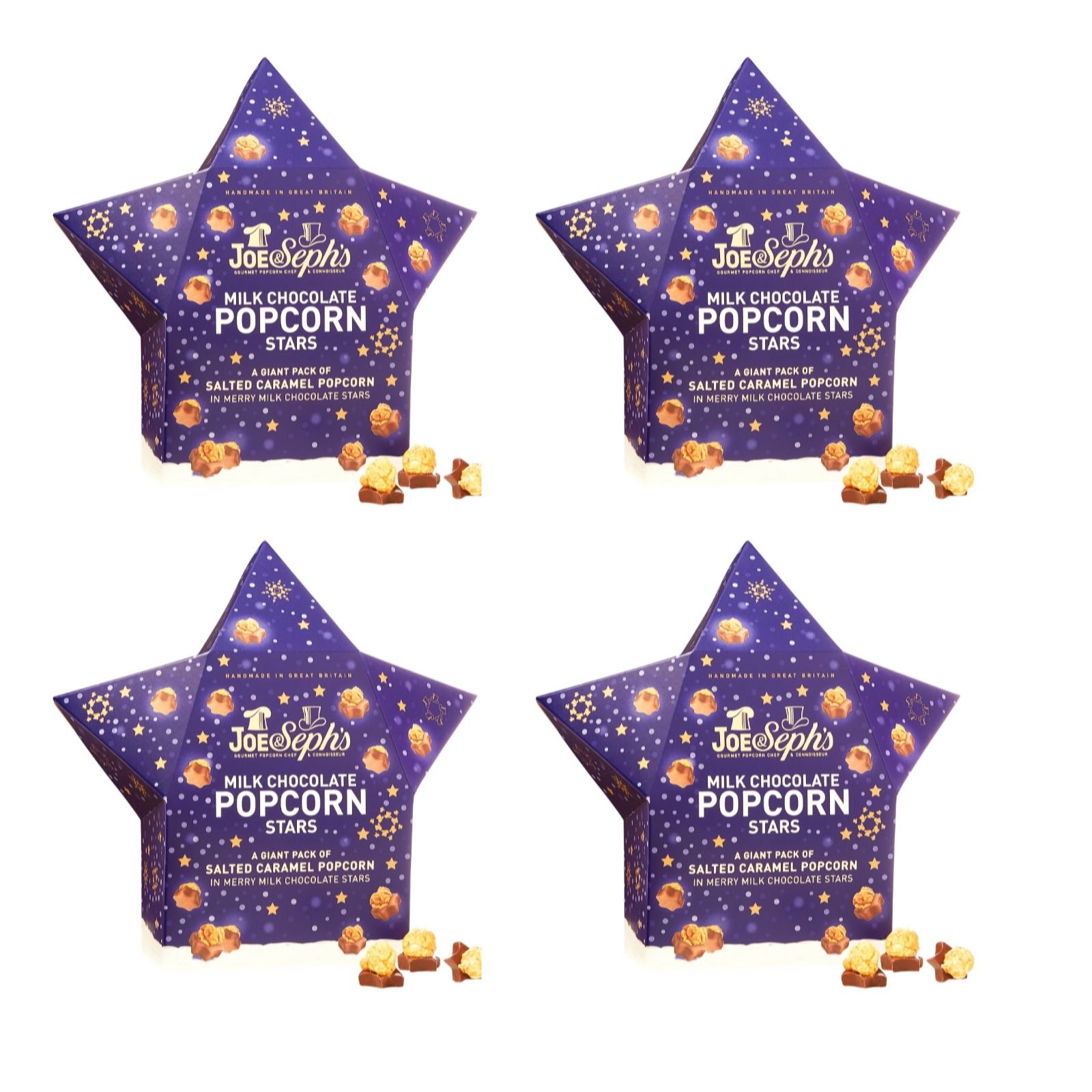 Joe & Seph's Gourmet Popcorn Set of 4 Assorted Star Popcorn Bites